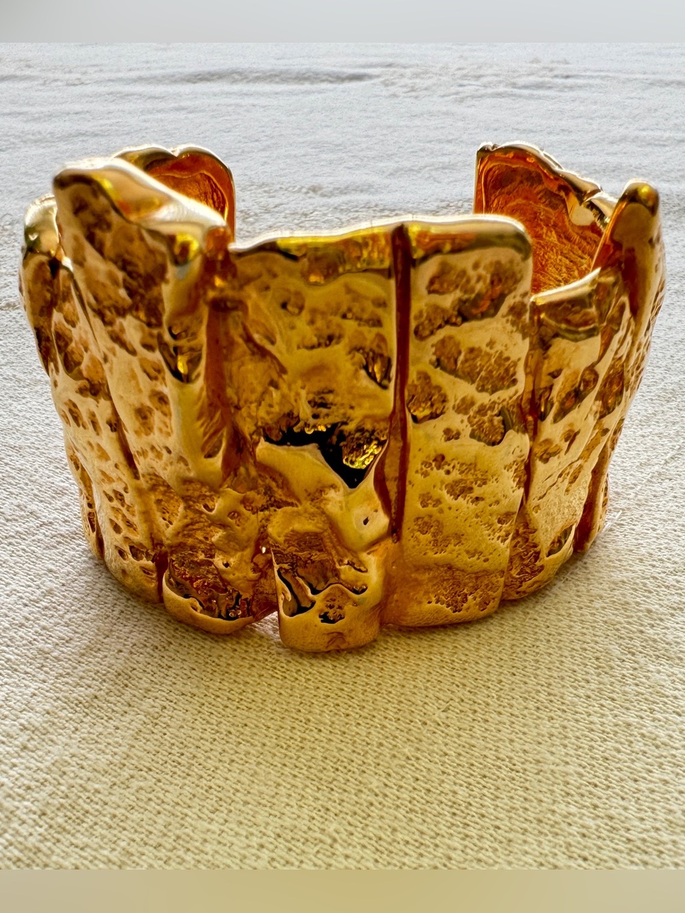 Vintage Textured Gold Cuff Bracelet